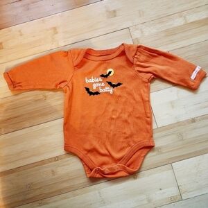 Small Wonders "Babies Gone Batty" Halloween Onsie Long Sleeve Orange 3-6M EUC